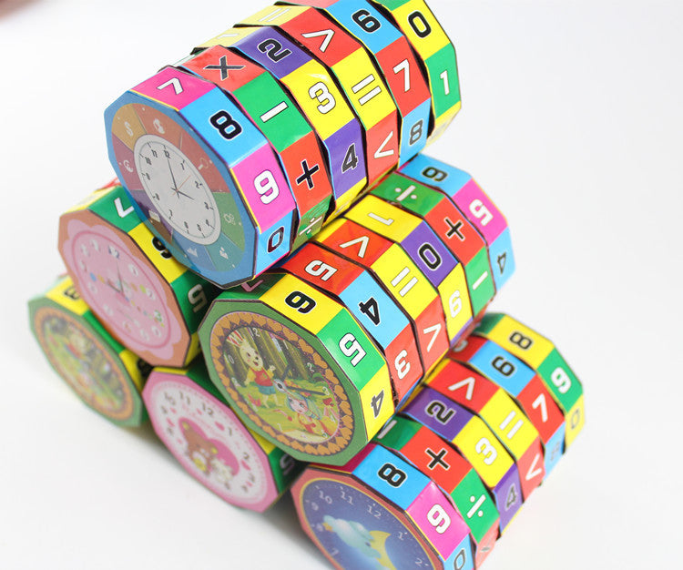 Cylindrical Six-Sided Math Cube for Kids Learning Toy