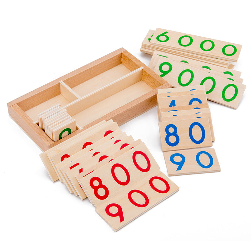 Montessori Wooden Number Cards 1-9999 for Kids