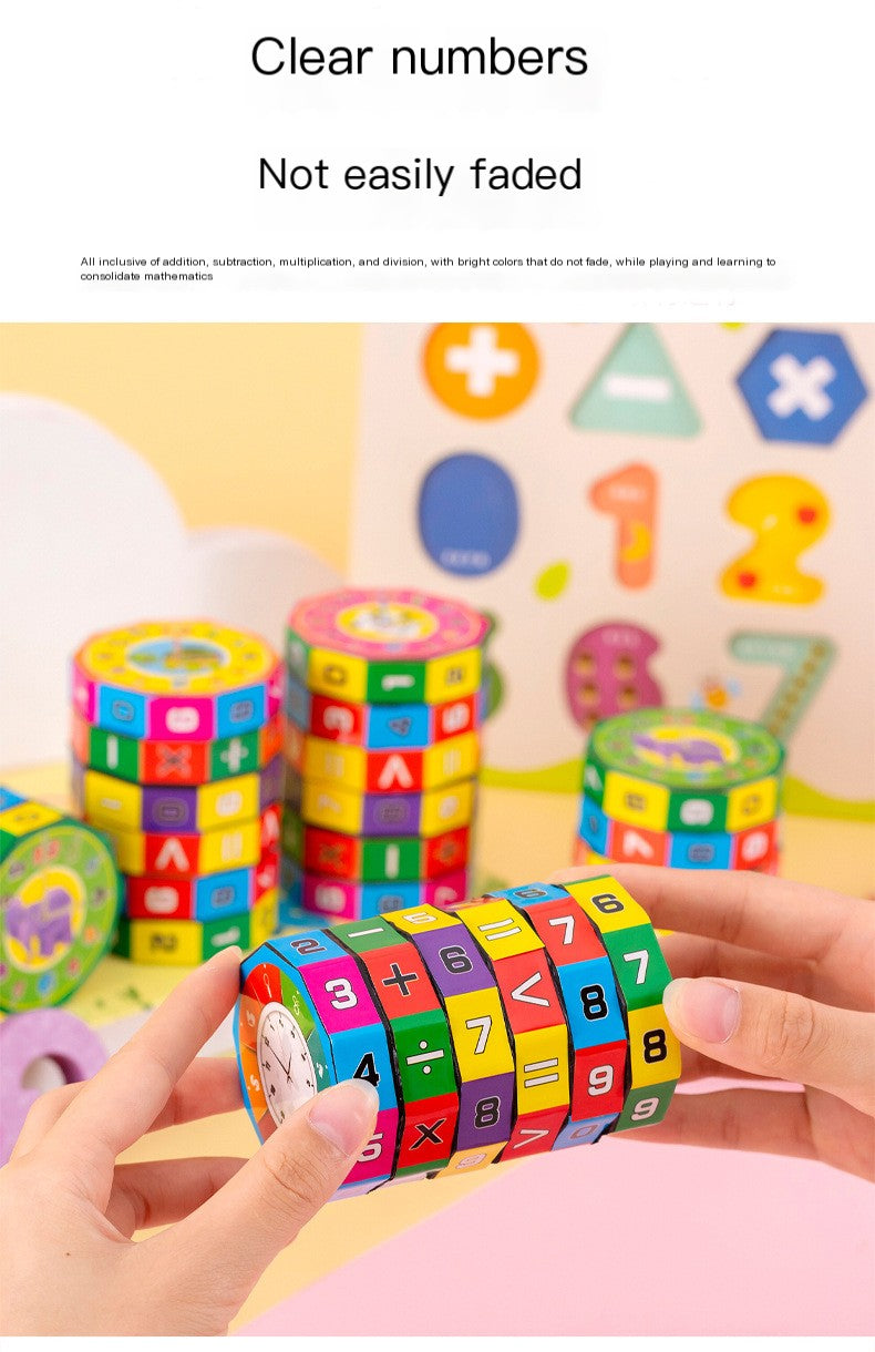 Cylindrical Six-Sided Math Cube for Kids Learning Toy