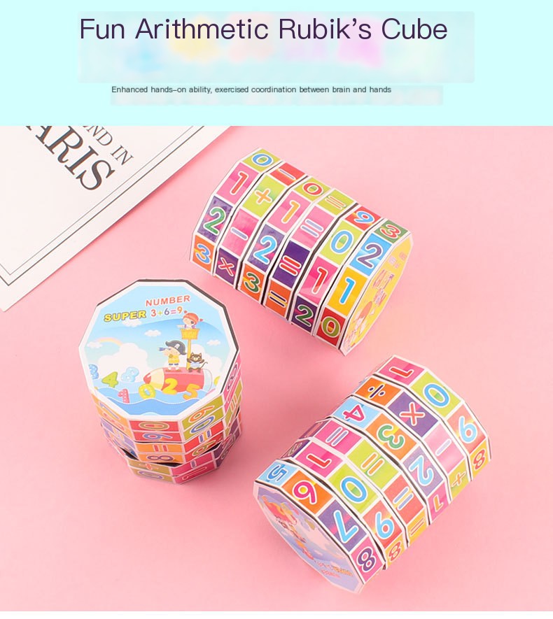 Cylindrical Six-Sided Math Cube for Kids Learning Toy