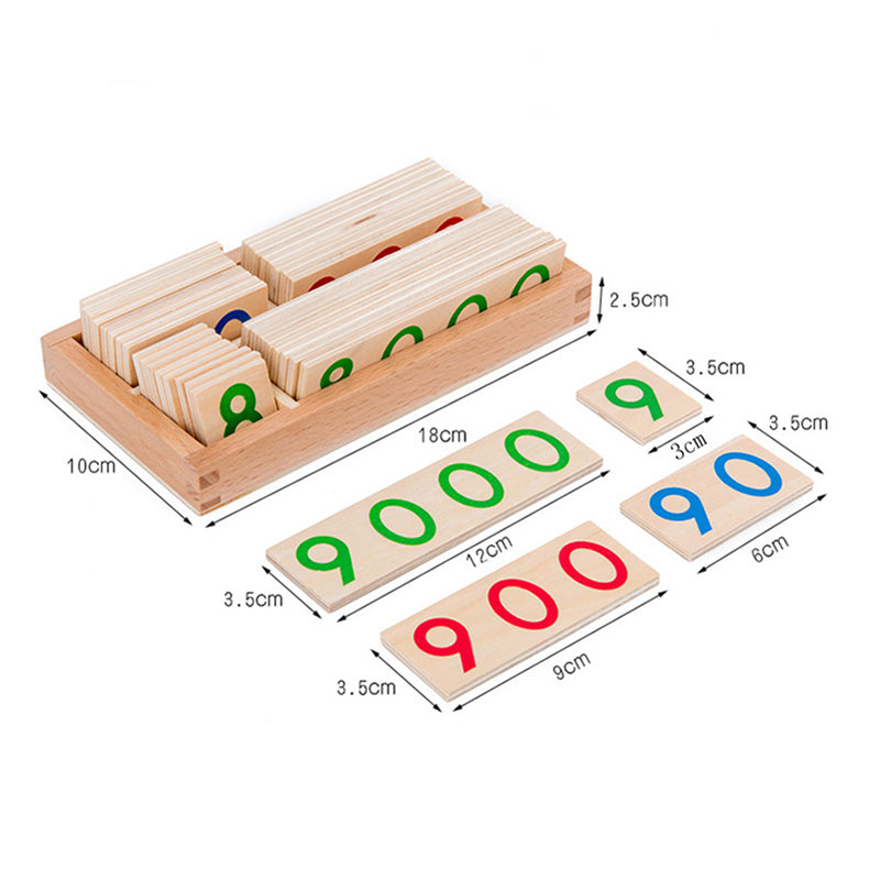 Montessori Wooden Number Cards 1-9999 for Kids